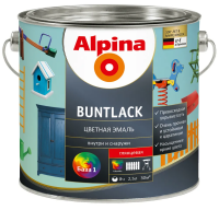Эмаль алкидная Alpina Buntlack SM / Бунтлак шелковисто-матовая База 1, 0,713 л