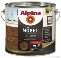 Лак алкидный Alpina Mobel SM / Для мебели шелковисто-матовый не колеруемый, 2,5 л